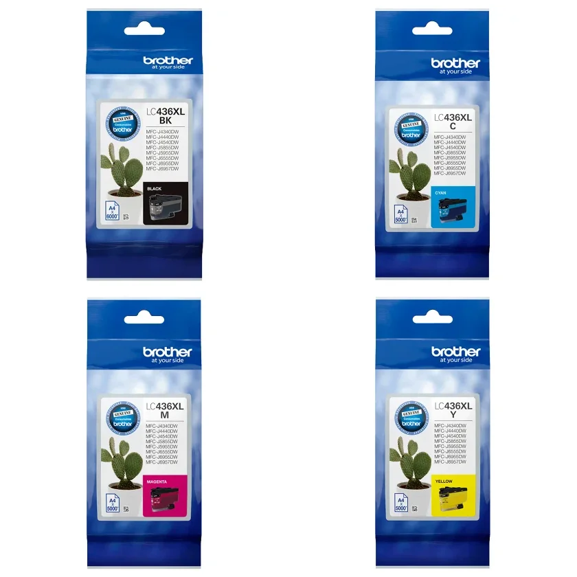 Genuine Brother LC436XL Ink Cartridge Value Pack KCMY 4-Pack
